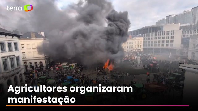 Protesto contra acordo UE-Mercosul tem gás lacrimogêneo e pneus queimados em Bruxelas