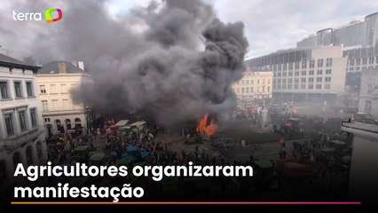 Protesto contra acordo UE-Mercosul tem gás lacrimogêneo e pneus queimados em Bruxelas