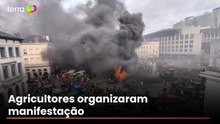 Protesto contra acordo UE-Mercosul tem gás lacrimogêneo e pneus queimados em Bruxelas