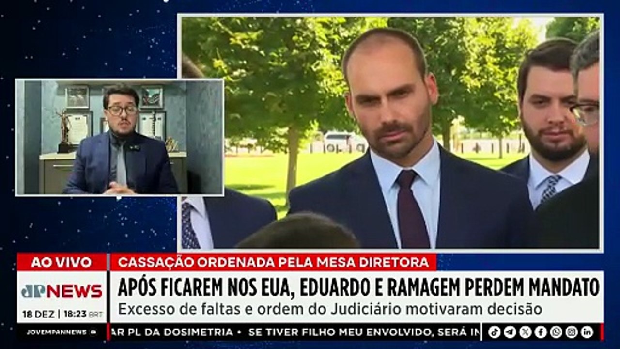 CÂMARA CASSA MANDATOS DE EDUARDO BOLSONARO E RAMAGEM | OS PINGOS NOS IS – 18/12/25