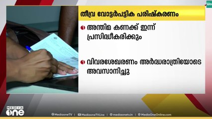താവ്ര വോട്ടർപട്ടിക പരിഷ്കരണം; അന്തിമ കണക്ക് ഇന്ന് പ്രസിദ്ധീകരിക്കും