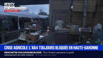 Colère des agriculteurs: l'A64 est toujours bloquée en Haute-Garonne