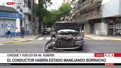 Manejó a contramano en Flores, chocó y volcó: seis personas resultaron heridas