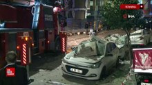 İstanbul'da çatıdan kopan betonlar park halindeki otomobillerde ağır hasar açtı