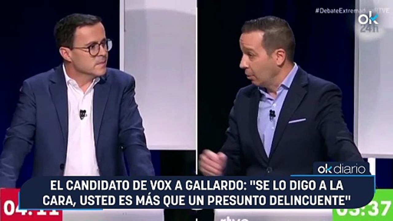 El candidato de Vox a Gallardo: "Se lo digo a la cara, usted es más que un presunto delincuente"