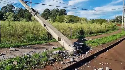 HRv derruba poste entre os Bairros Tropical e Cancelli