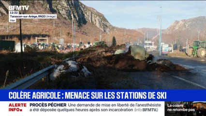 Colère agricole: l'inquiétude des commerçants de Saint-Lary-Soulan (Pyrénées) alors qu'un barrage filtrant bloque l'accès à la station de ski