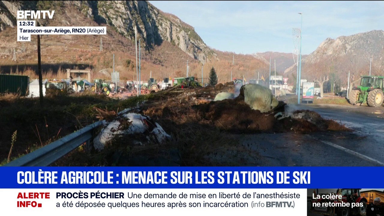 Colère agricole: l'inquiétude des commerçants de Saint-Lary-Soulan (Pyrénées) alors qu'un barrage filtrant bloque l'accès à la station de ski