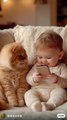 Baby Cat, Cat Freind, Boy, Cat, Boy Cat Together,Cute Baby, Smart Baby, Smart Cat,