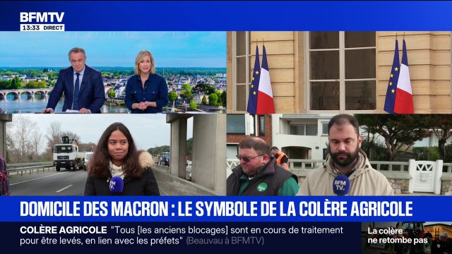 Des agriculteurs manifestent devant la villa des Macron au Touquet