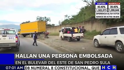 ¡Dantesco! En plena calle encuentran a una persona "embolsada" en el bulevar del Este de San Pedro Sula