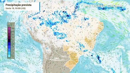 Sexta-feira, 19 de dezembro: Previsão de chuva e nebulosidade entre sexta-feira (19) e domingo (21).