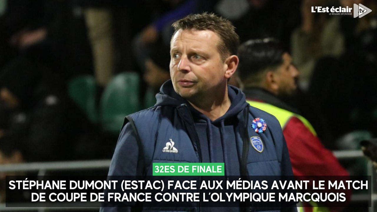 Stéphane Dumont (Estac) face aux médias avant le match de Coupe de France contre l’Olympique Marcquois (R1)