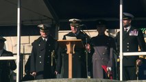 King speaks to new officers at Royal Naval College Dartmouth