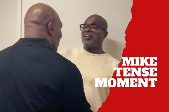 Mike Tyson reunites with Razor Ruddock in tense moment where ‘Iron Mike’ looks far from happy