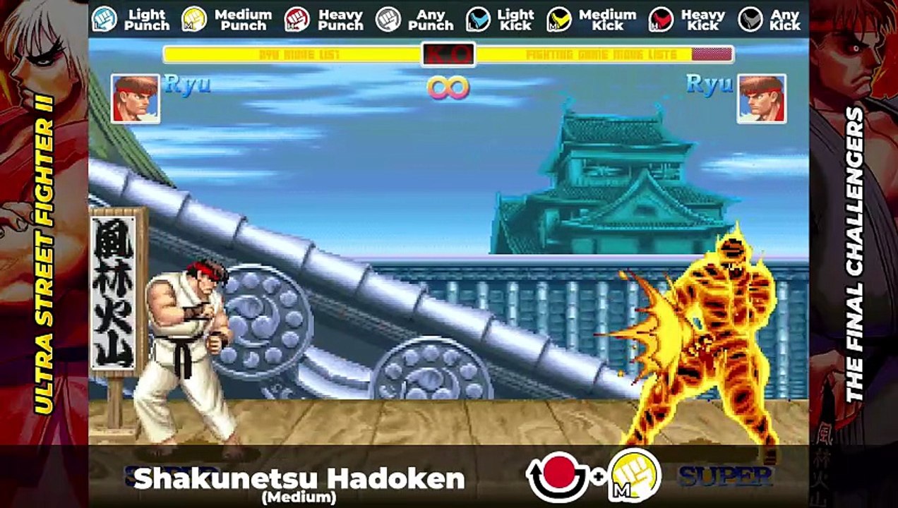 RYU MOVE LIST - Ultra Street Fighter II: The Final Challengers (USF2)
