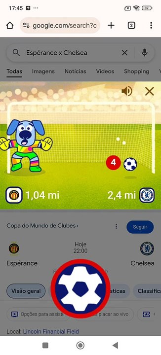 1 - Espérance x Chelsea + Dados Rodada 3 - Jogo Google Copa do Mundo de Clubes