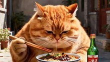 🐱🍜🍺面条配酒，越喝越有 #胖橘 #治愈系