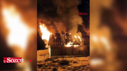 Yayla evi alev alev yandı