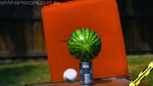 Golf ball impact on watermelon