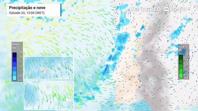 Entre hoje (20) e amanhã (21), poderá haver queda de neve em vários locais do Norte e Centro do país