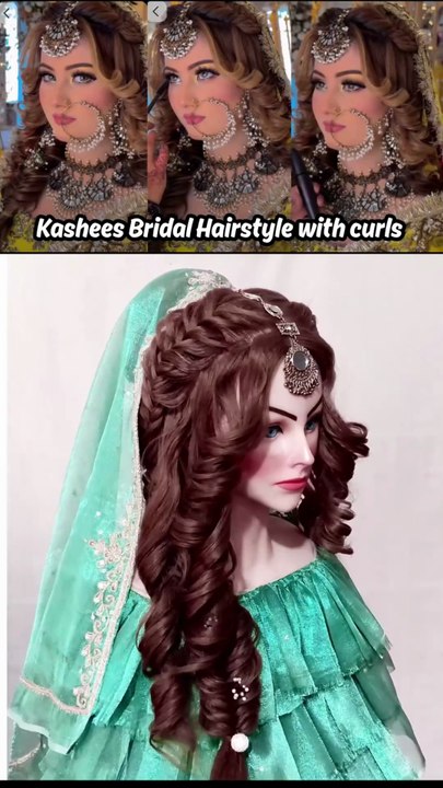 Elegant Kashees Bridal Hairstyles l wedding hairstyles l Walima Bridal Hairstyles l curly hairstyles