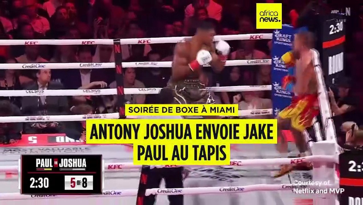 Boxe à Miami : Antony Joshua envoie Jake Paul au tapis et défie Tyson Fury