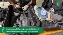 Detienen en el AILA mujer con dos láminas de presunta cocaína camufladas en su equipaje