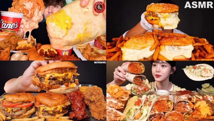 ASMR MUKBANG | BURGER & BURRITO | ASMR EATING COMPILATION