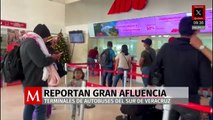 Alta afluencia en centrales de autobuses del sur de Veracruz y Puebla
