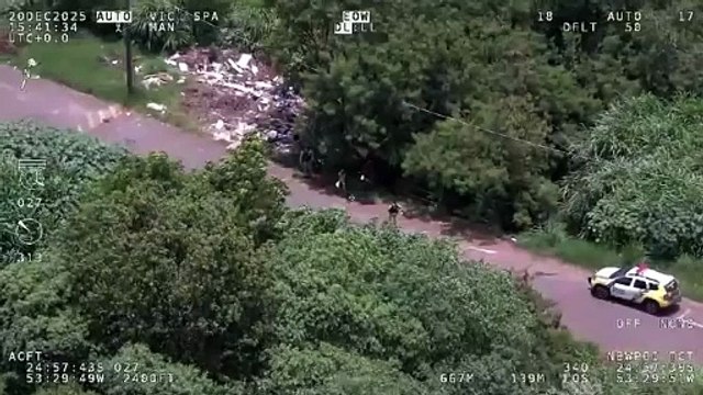 Imagens aéreas do BPMOA mostram prisão de suspeito após tentativa de roubo em Cascavel
