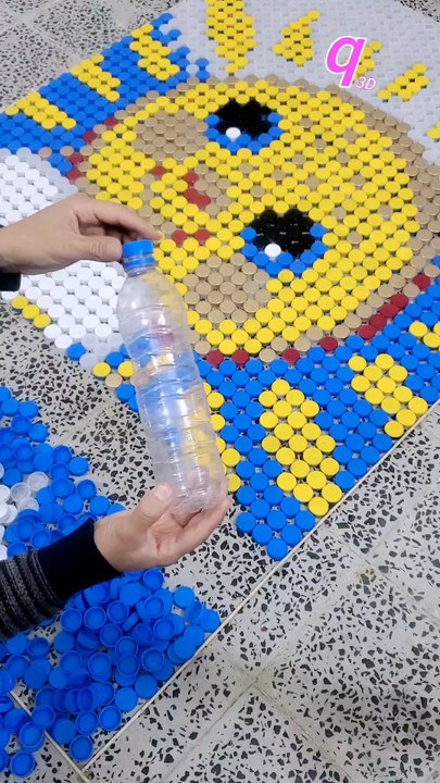 Even the Sun Has a Heart ❤️Made with 1,872 bottle caps, piece by piece.Can you see the heart? 🤍