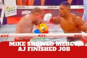 Tyson appears to spare Jake Paul on a clean knockout punch while Anthony Joshua finishes him fast