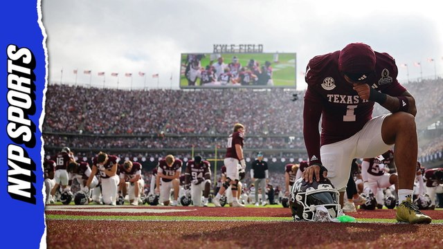 Aggies football player pretends to perform CPR on linebacker who took a hit vs. Miami
