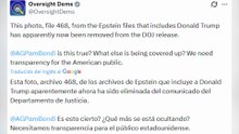Demócratas denuncian el borrado de material relacionado con Trump de los archivos de Epstein