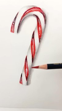 Comment dessiner facilement un sucre d’orge réaliste avec les crayons de couleur 🎄