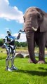Elephant Sprays Water on Robot 🐘 | Funny Animal vs AI Moment