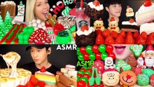 ASMR CHRISTMAS | CAKE, ICECREAM, CANDY, JELLY & CHOCOLATE | ASMR EATING COMPILATION