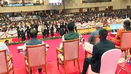 GANDHINAGAR GUJARAT CM ATTENDS YOG COACH & YOG TRAINER CONVOCATION CEREMONY-WORLD MEDITATION DAY CELEBRATION