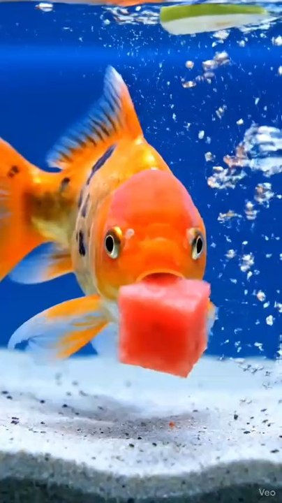 Fish eating fruit #fish #goldenfish #watermelon