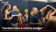João Gomes e Marisa Monte dançam forró nos bastidores de show