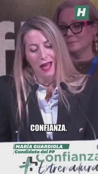 La ganadora de las elecciones en Extremadura, María Guardiola, celebra el resultado y manda un mensaje a Vox: Las urnas han dicho que no se bloqué Extremadura porque hay un claro ganador y es el PP