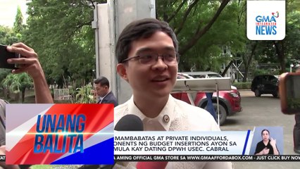 Rep. Leviste – Ilang mambabatas at private individuals, kabilang sa proponents ng budget insertions ayon sa mga dokumento mula kay dating DPWH Usec. Cabral | Unang Balita