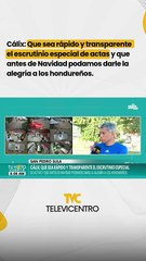 Cálix: "Que sea rápido y transparente el escrutinio especial de actas"