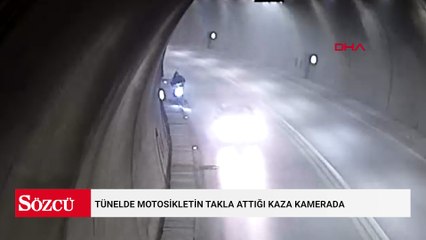 Tünelde motosikletin takla attığı kaza kamerada