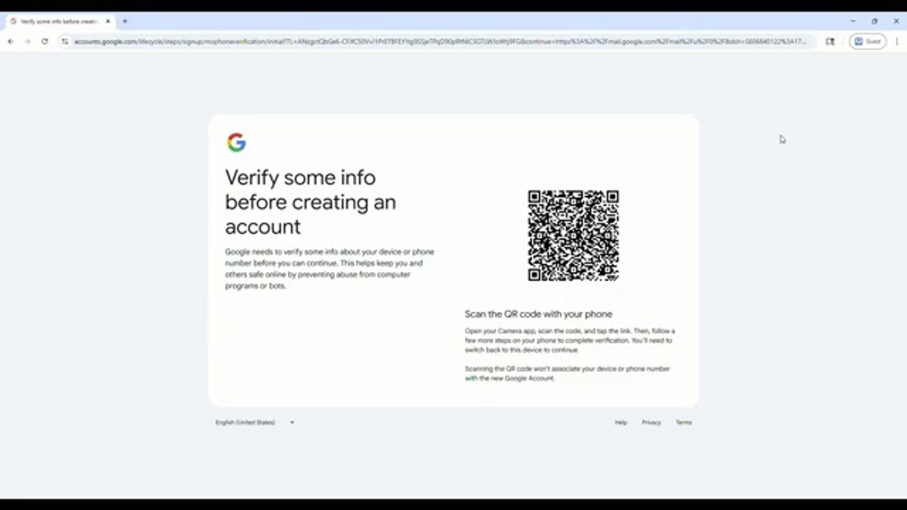 Create your Account Google