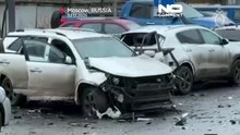 As imagens do local onde explodiu o carro de um general russo em Moscovo