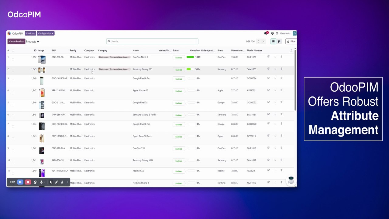 OdooPIM Attribute Management