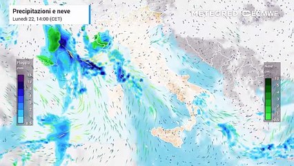 Natale 2025 porterà maltempo sull'Italia con pioggia, forte vento e neve