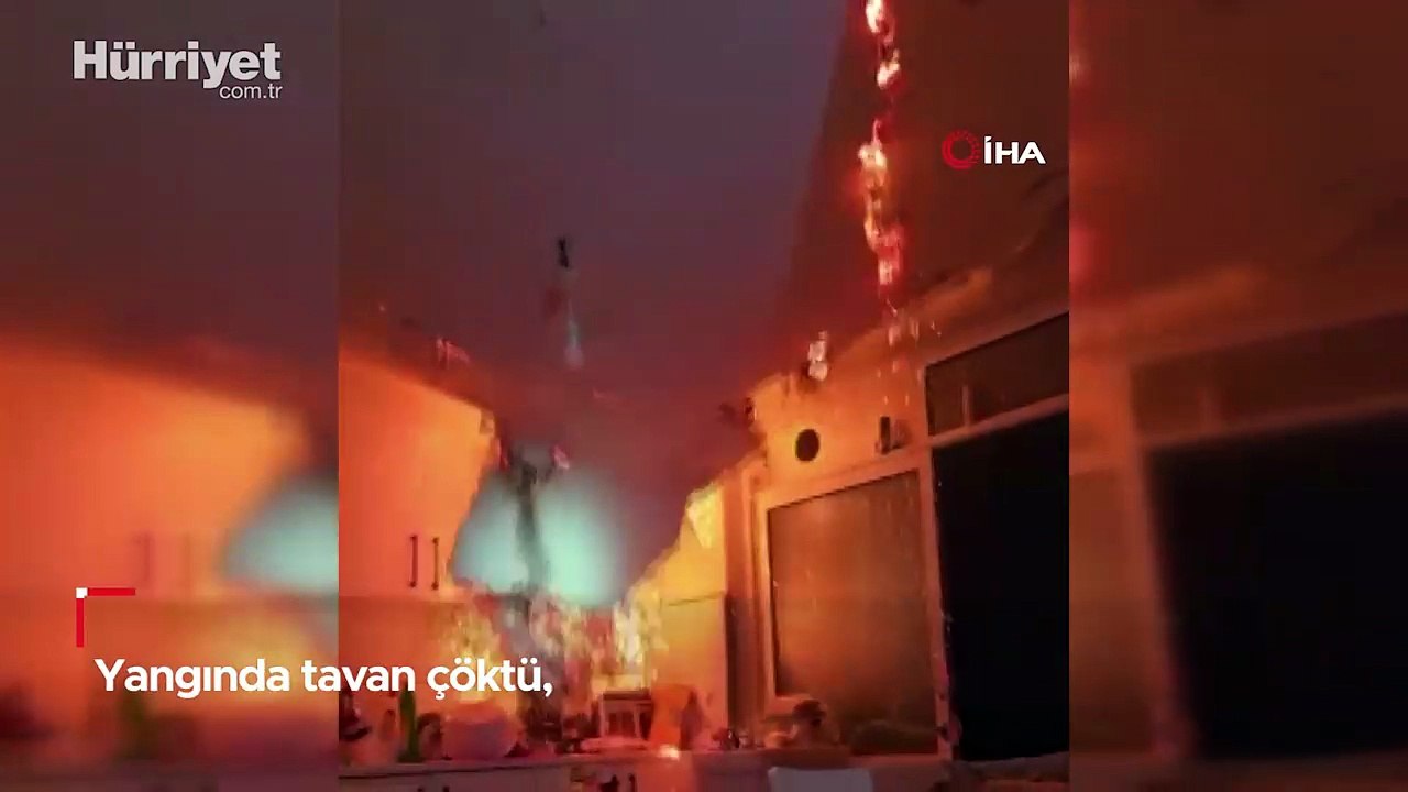 Yangında tavan çöktü, itfaiye ekipleri ölümden döndü